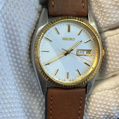 Reloj Seiko Day-date Hombre Años 2000´s Clásico Two Tone Impecable