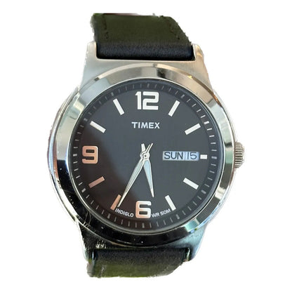 Reloj Timex Hombre Negro Day-date 2014 Indiglo Dial Cuadri.