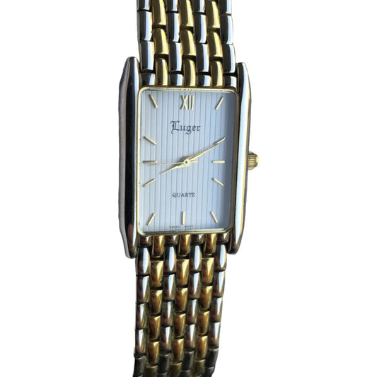 Reloj Luger Mujer Vintage 1997 Suizo Eta Rectangular Two Tone