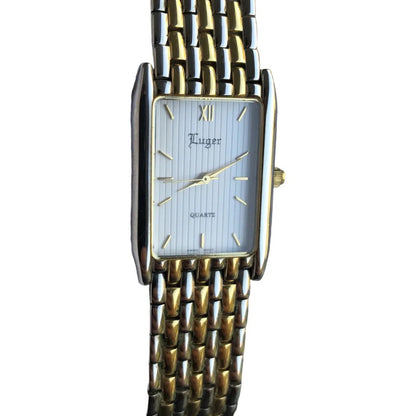 Reloj Luger Mujer Vintage 1997 Suizo Eta Rectangular Two Tone