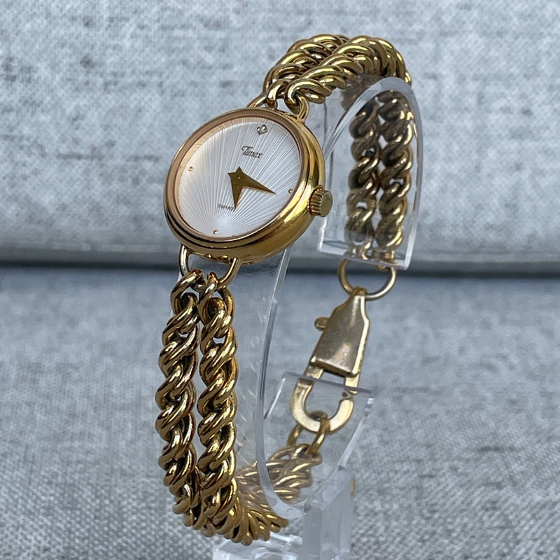 Reloj Timex Mujer Años 90s Dorado Pulsera Cadena Reloj-joya
