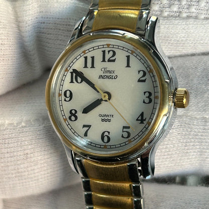 Reloj Timex Mujer Año 2003 Bicolor Indiglo Dial Perla Arena