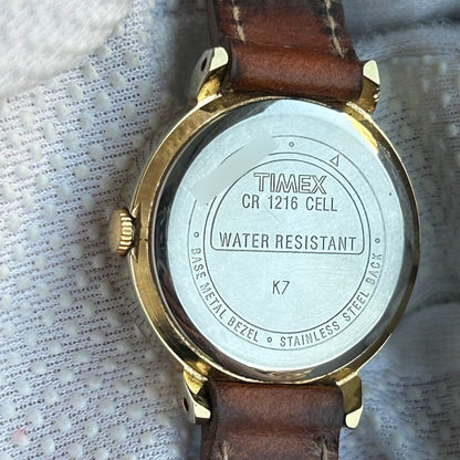 Reloj Timex Mujer Vintage 1997 Indiglo Pulsera Cuero Cuadriculada