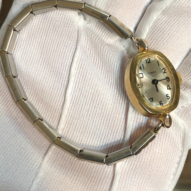 Reloj Timex Mujer A Cuerda Años 70´s Oval Pulsera Expandible