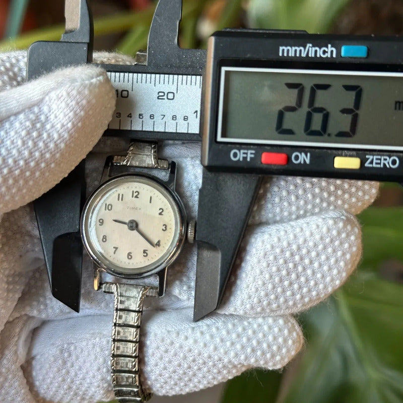 Reloj Timex Mujer A Cuerda Vintage Año 1966 Dial Patina Crema