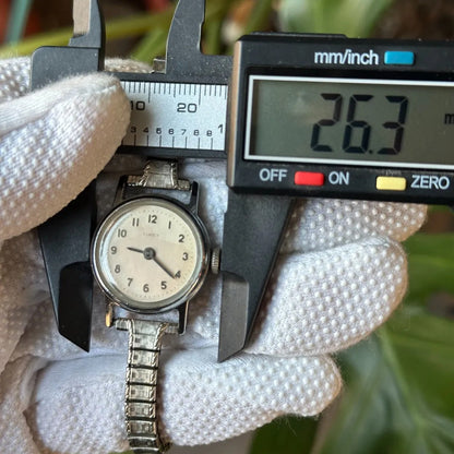 Reloj Timex Mujer A Cuerda Vintage Año 1966 Dial Patina Crema