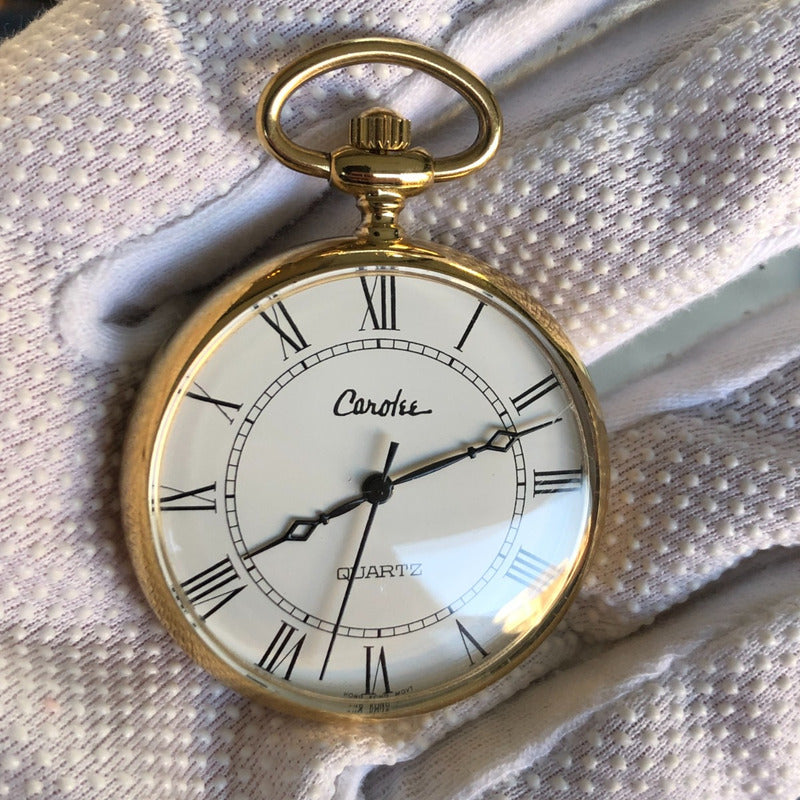 Reloj De Bolsillo Carolee Cuarzo Años 90 Dorado Clásico