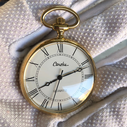 Reloj De Bolsillo Carolee Cuarzo Años 90 Dorado Clásico