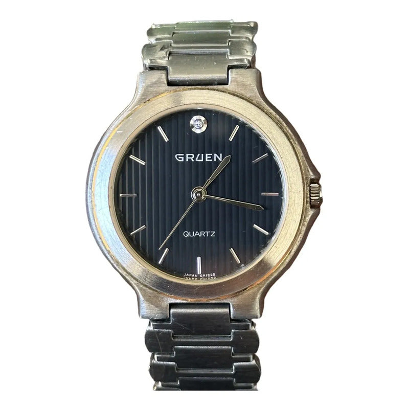 Reloj Gruen Unisex Dial Texturizado 34mm 1993 Diamante A Las 12