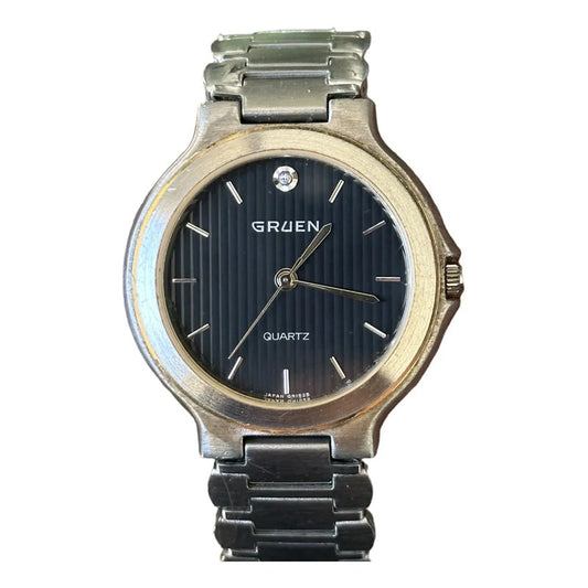 Reloj Gruen Unisex Dial Texturizado 34mm 1993 Diamante A Las 12