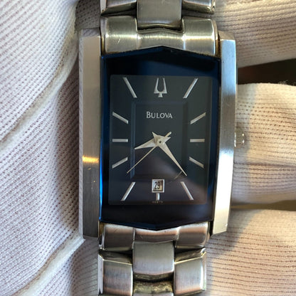 Reloj Bulova Hombre Año 2004 Rectangular Dial Azul Profundo