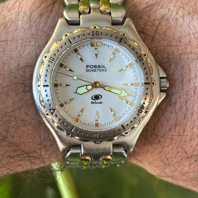 Reloj Fossil Blue Hombre Diver 2002 Escaso Neovintage
