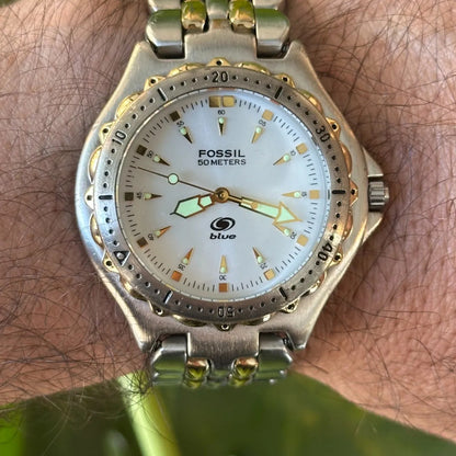 Reloj Fossil Blue Hombre Diver 2002 Escaso Neovintage