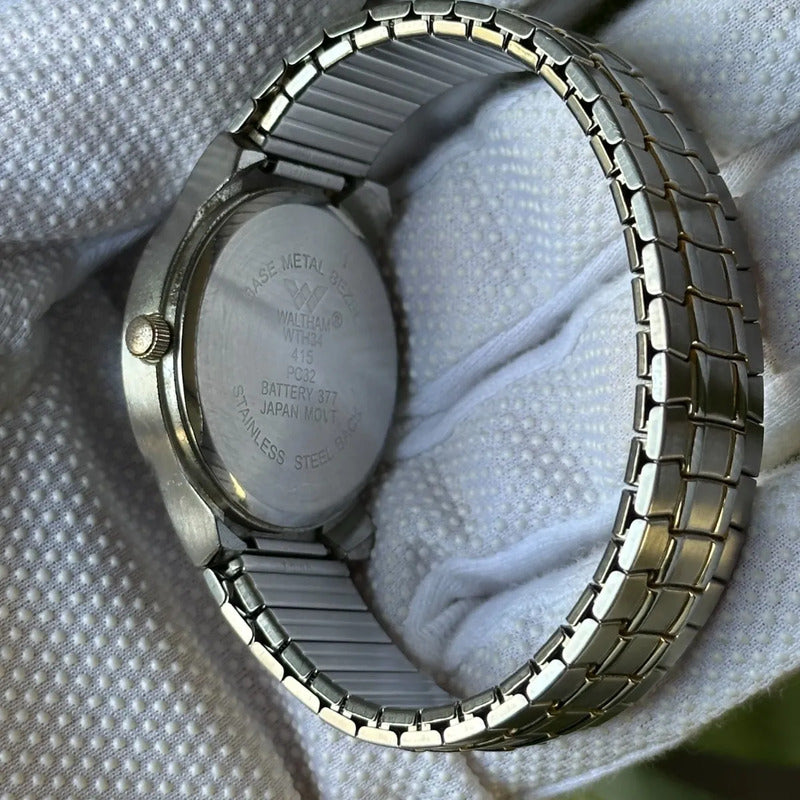 Reloj Waltham Hombre 1999 Azul Sunburst Con Fecha 41mm Leer