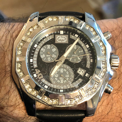 Reloj Marc Ecko Hombre 2005 Bisel Brillantes Correa Cuero