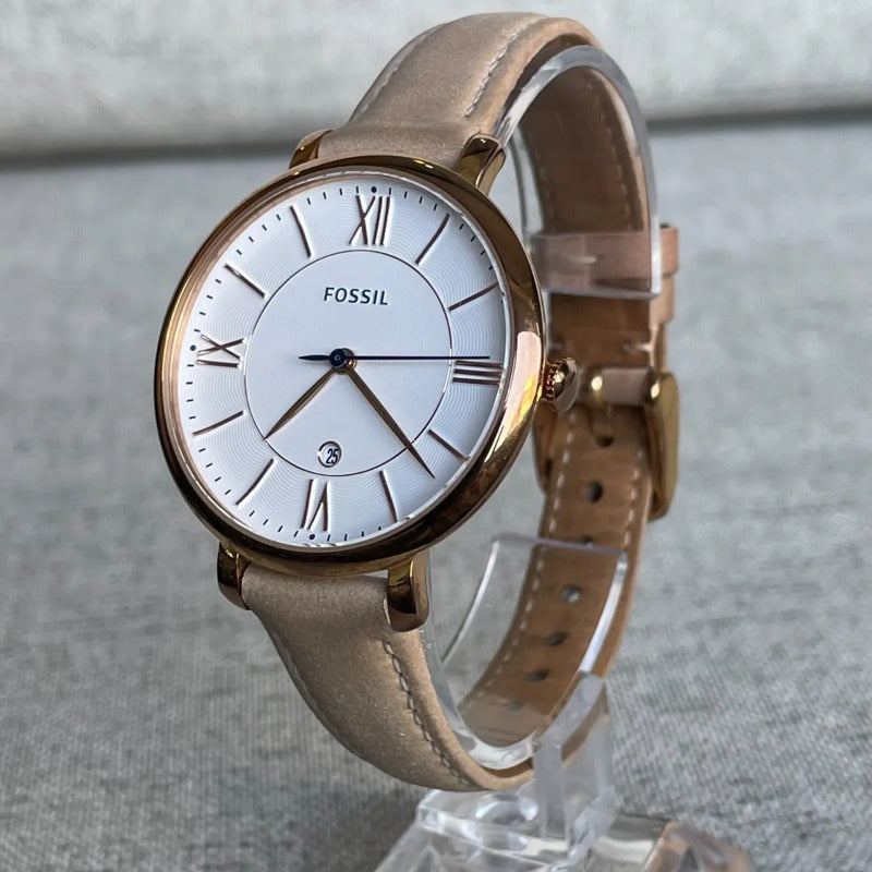 Reloj Fossil Mujer Jacqueline Rose Gold Año 2016 Cuero Fecha