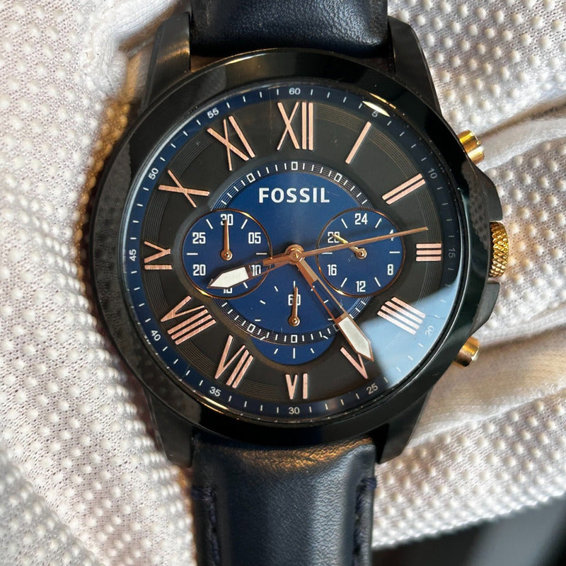 Reloj Fossil Hombre Año 2015 Grant Ícono Azul Descatalogado