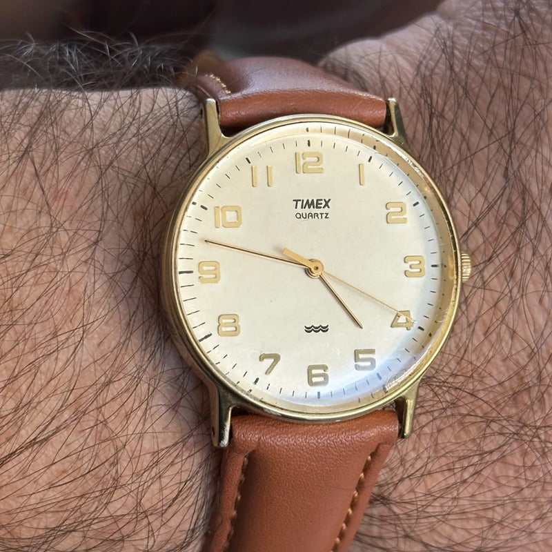 Reloj Timex Hombre Año 1998 Dial Crema Numerales Aplicados