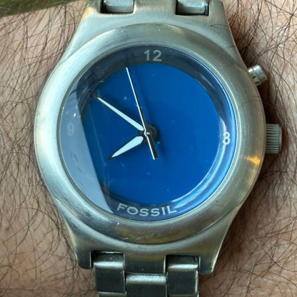Reloj Fossil Kaleido Illinois Hombre 1998 Dial Óptico Azul Raro