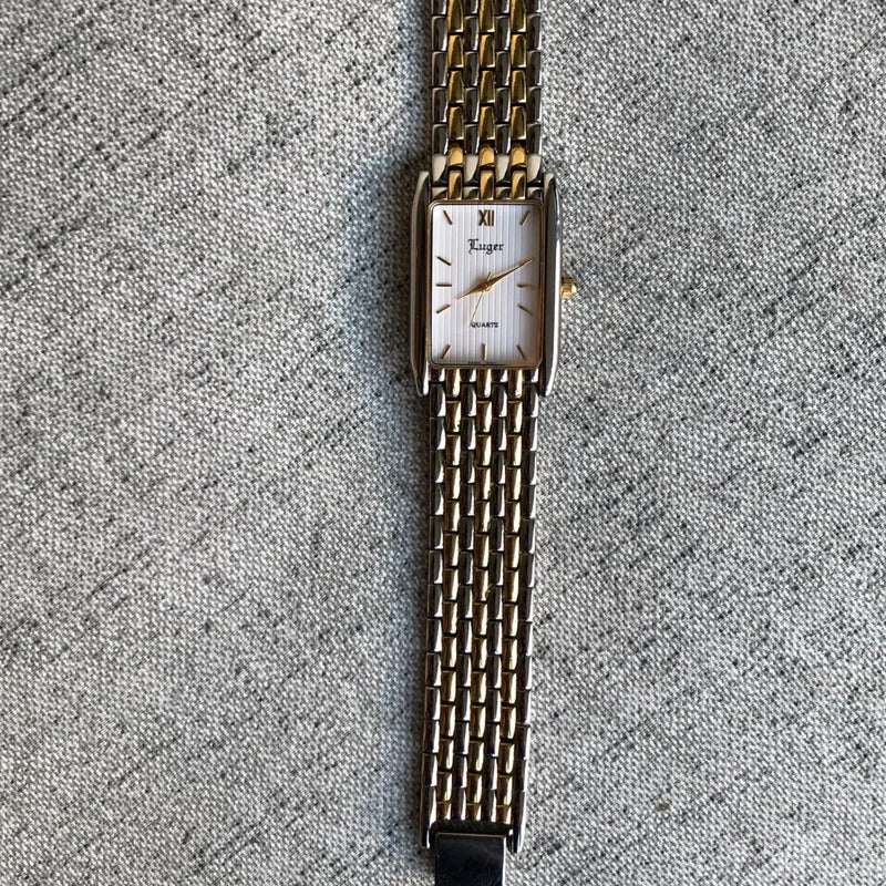 Reloj Luger Mujer Vintage 1997 Suizo Eta Rectangular Two Tone