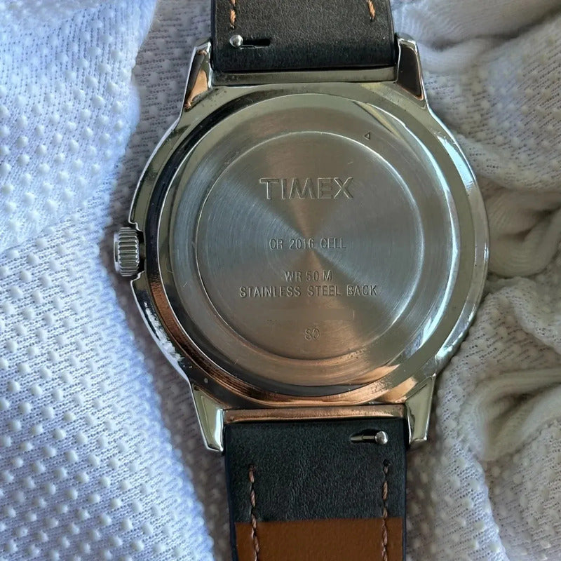 Reloj Timex Hombre Negro Day-date 2014 Indiglo Dial Cuadri.