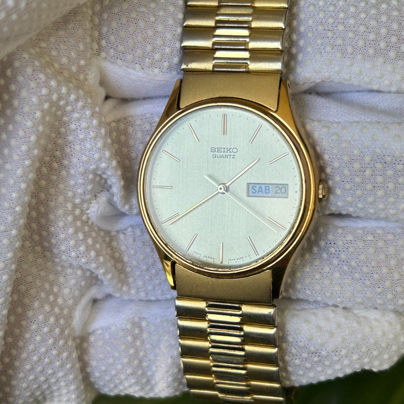 Reloj Seiko Hombre Vintage 1994 Dial Champagne Día-fecha