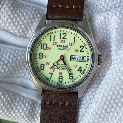 Pulsar By Seiko Hombre1996 Railroad Approved Lume Completo