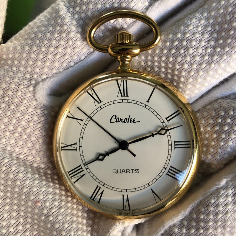Reloj De Bolsillo Carolee Cuarzo Años 90 Dorado Clásico