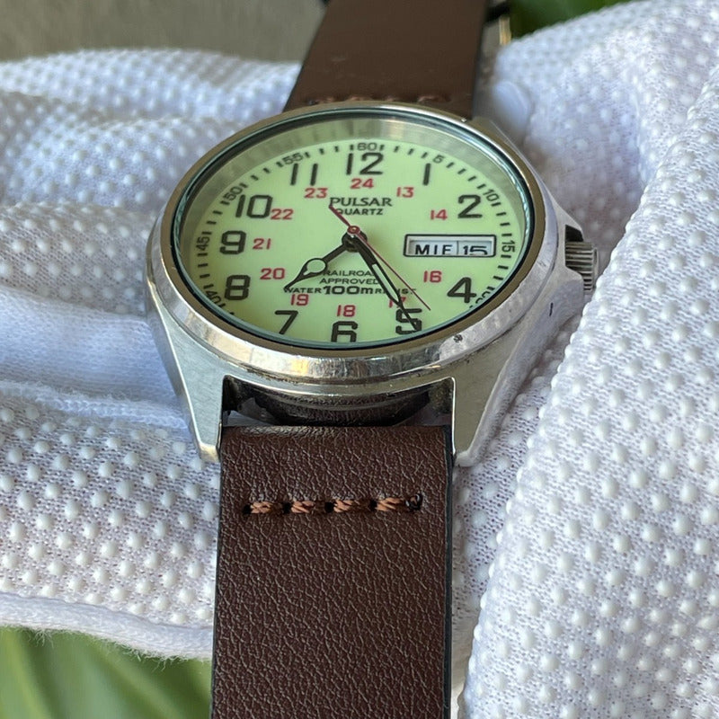 Pulsar By Seiko Hombre1996 Railroad Approved Lume Completo