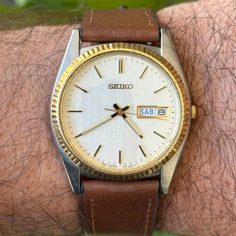 Reloj Seiko Day-date Hombre Años 2000´s Clásico Two Tone Impecable