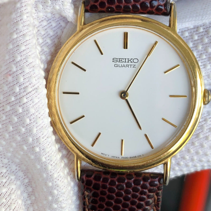 Reloj Seiko Hombre Año 1992 Ultrafino Sin Segundero Dorado