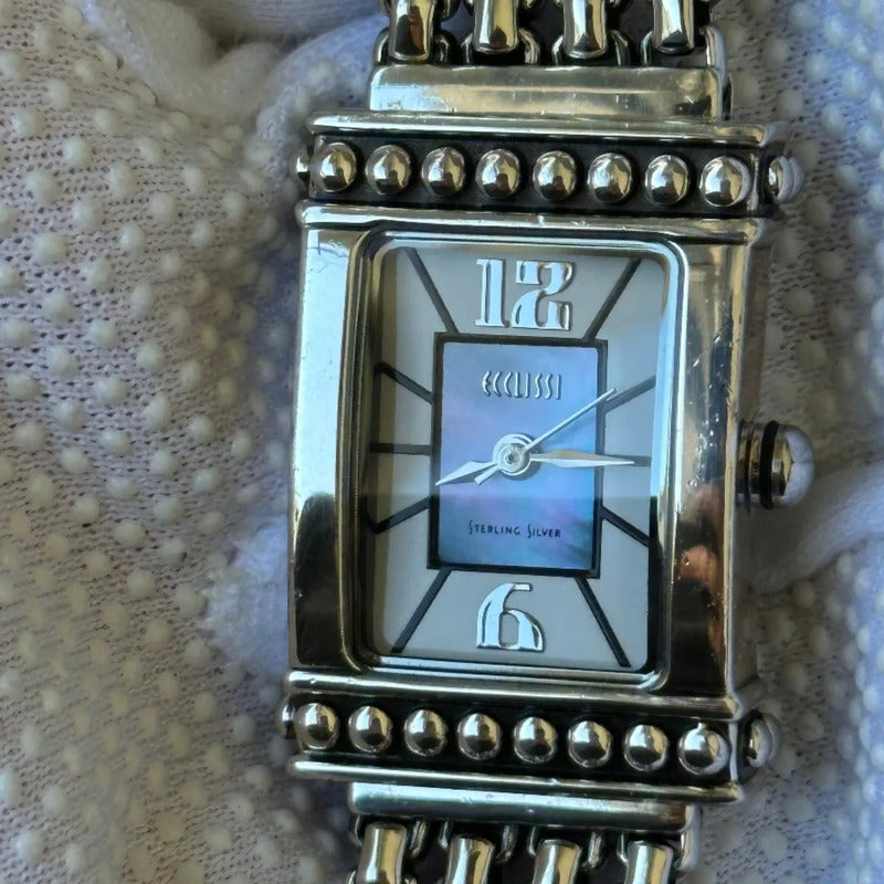 Reloj Ecclissi Mujer Plata Maciza 925 Años 2000s Art Déco 70gramos