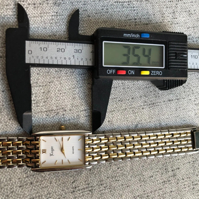 Reloj Luger Mujer Vintage 1997 Suizo Eta Rectangular Two Tone
