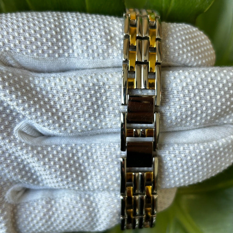 Reloj Adolfo Mujer Vintage 1999 Rectangular Cristales Doble Hilera