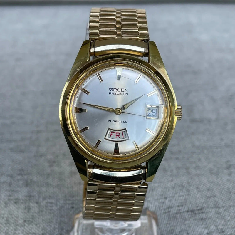 Reloj Gruen Precision 1970 Daydate A Cuerda Hombre Escaso