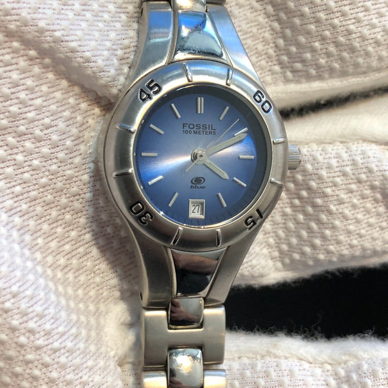 Reloj Fossil Mujer Año 2001 Blue Serie Sunburst Acero