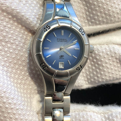 Reloj Fossil Mujer Año 2001 Blue Serie Sunburst Acero