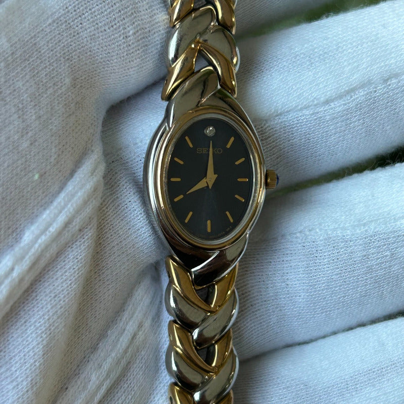 Reloj Seiko Mujer 1992 Oval Bicolor Pulsera Joya Integrada