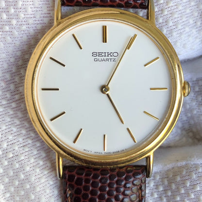 Reloj Seiko Hombre Año 1992 Ultrafino Sin Segundero Dorado