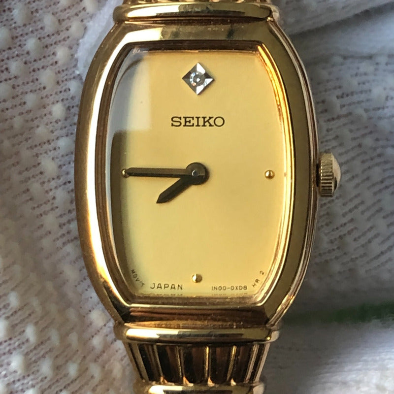 Reloj Seiko Mujer Año 1997 Cuarzo Tonneau Aplique Diamante