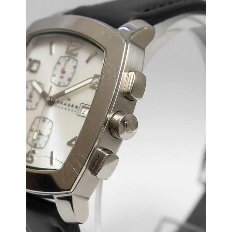 Reloj Skagen Hombre 2007 Cronógrafo Cuadrado Madreperla Raro