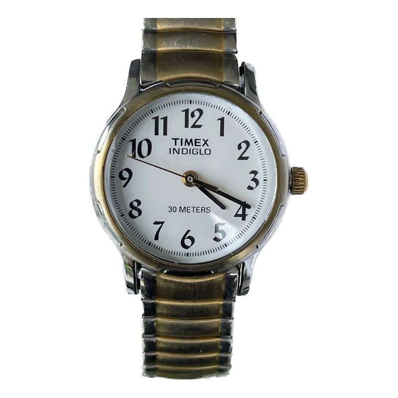 Reloj Timex Mujer Vintage 1997 Cuarzo Indiglo Dial Blanco