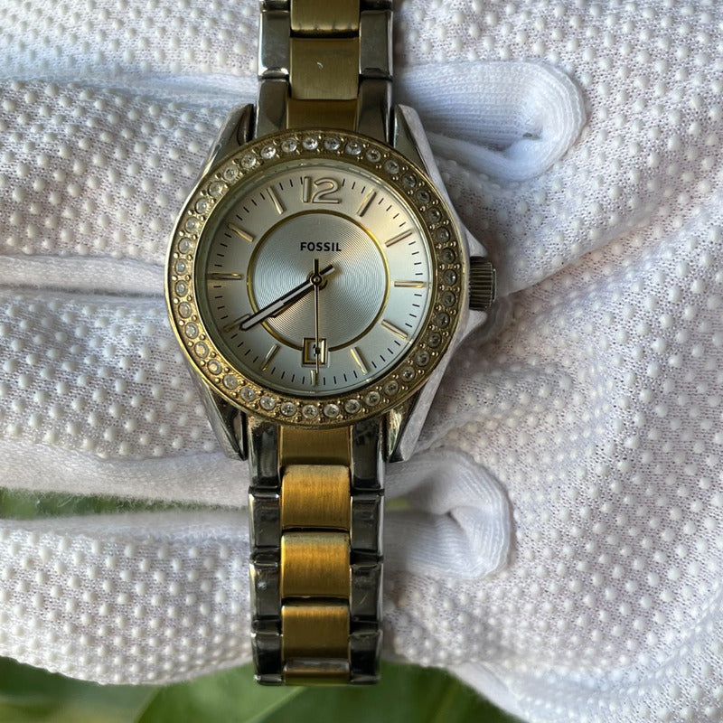 Reloj Fossil Mujer Año 2011 Two Tone Cristales Riley Mini