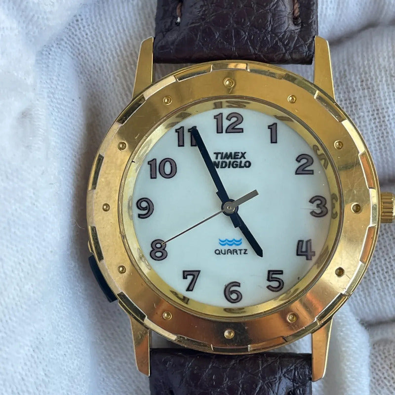 Reloj Timex Dorado Unisex Años 90s Indiglo 34mm Clásico