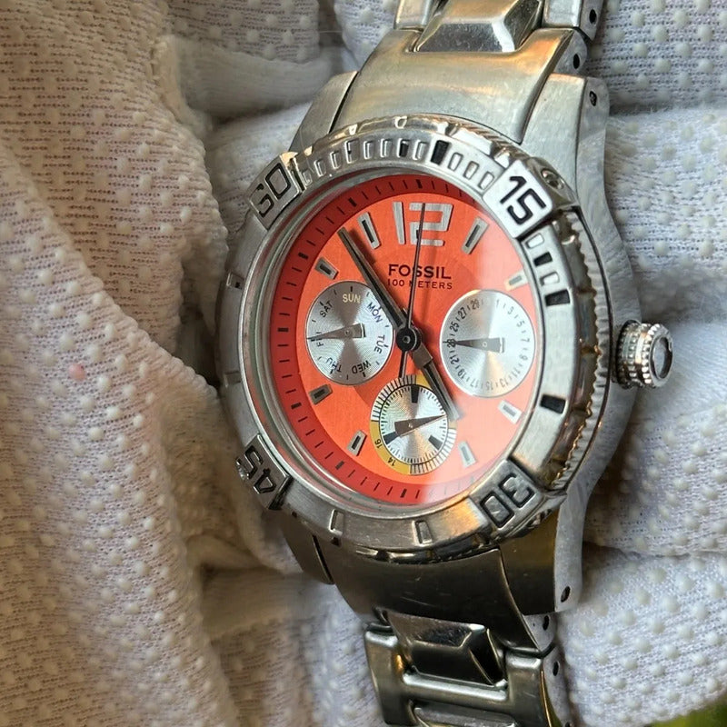 Reloj Fossil Mujer Año 2007 Naranjo Luminoso Diver Urbano