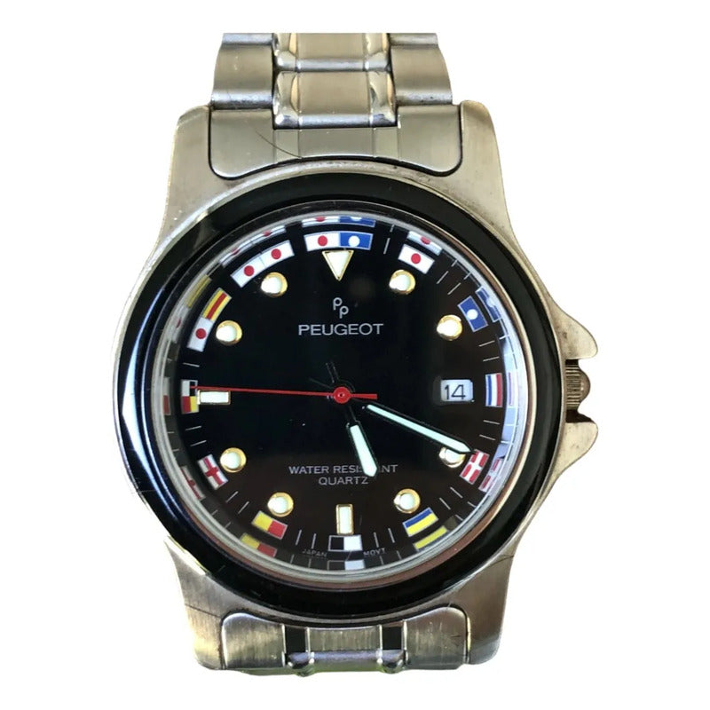 Reloj Peugeot Paris Pp Hombre Cuarzo Vintage Años 90 Acero Náutico
