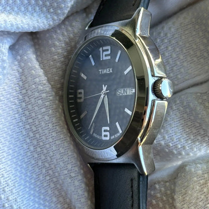 Reloj Timex Hombre Negro Day-date 2014 Indiglo Dial Cuadri.