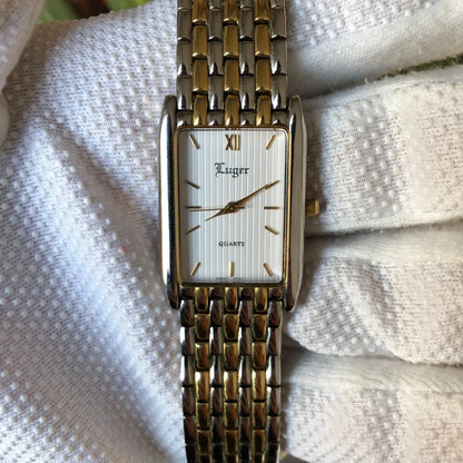 Reloj Luger Mujer Vintage 1997 Suizo Eta Rectangular Two Tone