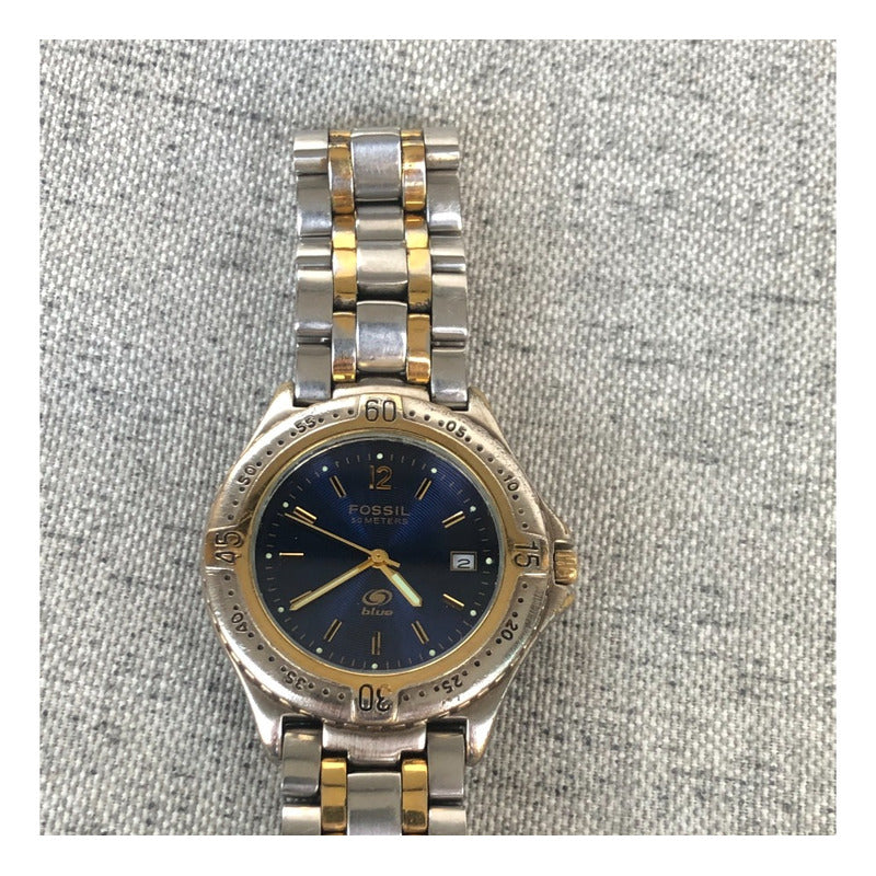 Reloj Fossil Blue Vintage Hombre Fondo Azul
