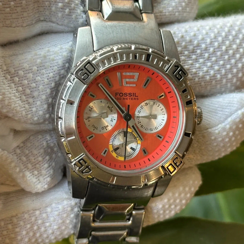 Reloj Fossil Mujer Año 2007 Naranjo Luminoso Diver Urbano